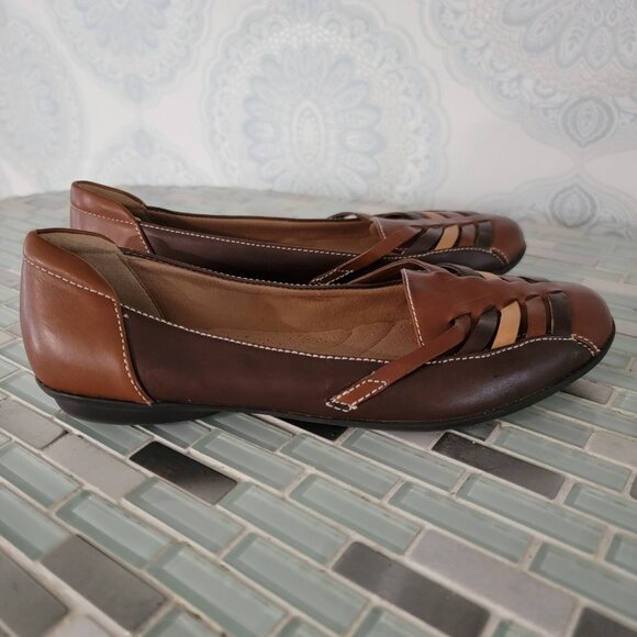 Clarks Loafer Gracelin Gemma Flat Brown Multicolor Leather 7 1/2 M US 5 UK Boho - Picture 2 of 6